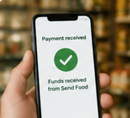 A local store receives payment from Send Food