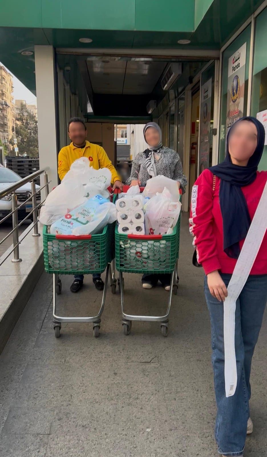 Families shopping at a local grocery store